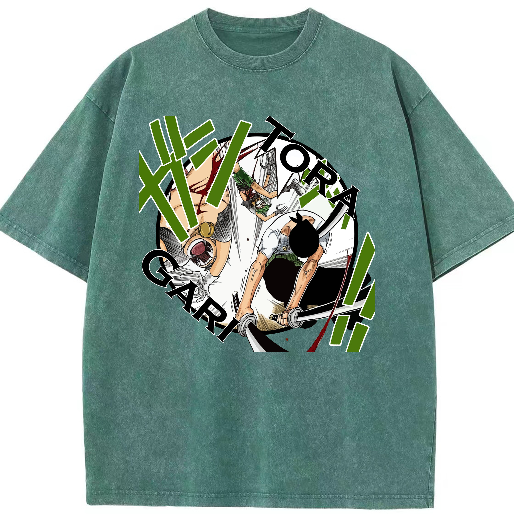 ワンピース ロロノア・ゾロ ONE PIECE Roronoa Zoro 綿100% ヴィンテージ風 半袖Tシャツ（フロントプリント）